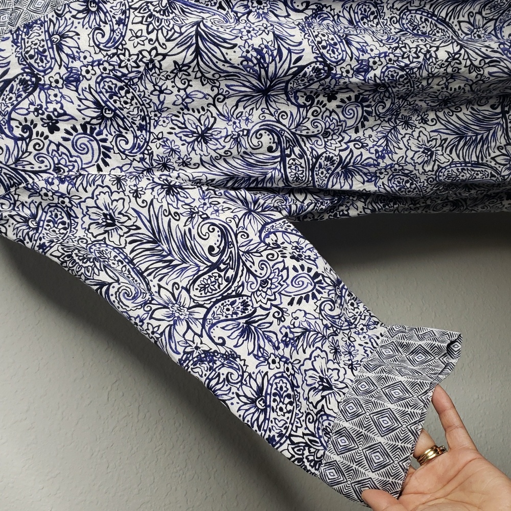 Sigrid Olsen Women 100% Linen Floral Boho 3/4 Sleeves Tunic Top Size 1X Coastal - Picture 3 of 14
